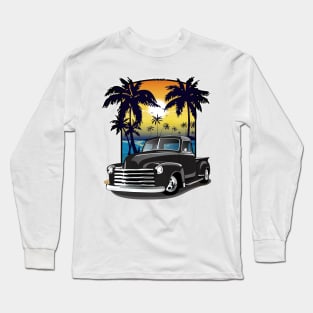 1948 Black Chevy Pickup Truck California Beachin Long Sleeve T-Shirt